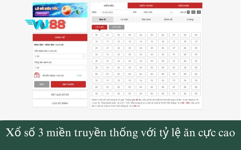 Xổ số 3 miền truyền thống với tỷ lệ ăn cực cao